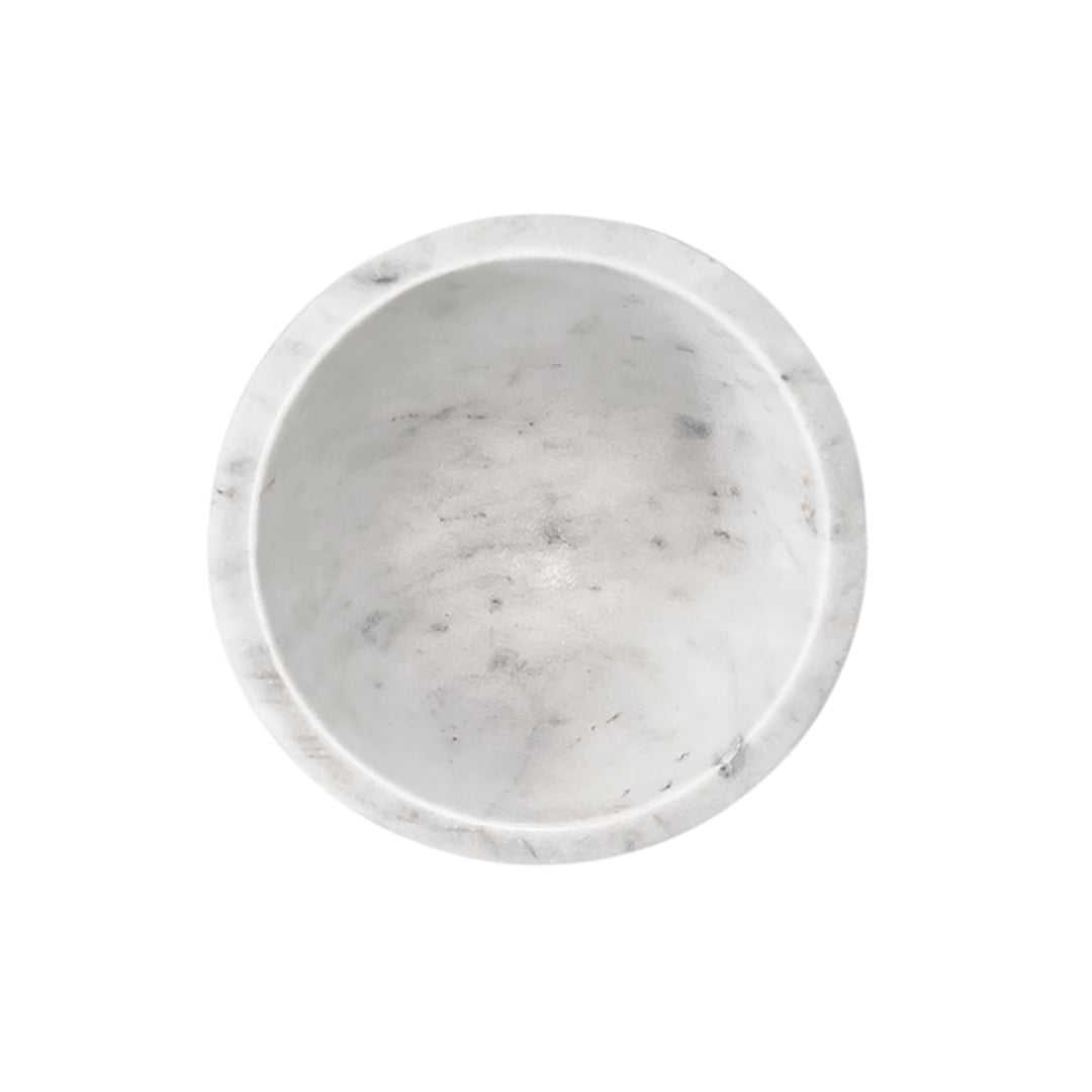 Large White Marble Bowl With Brass Base - REVE LG