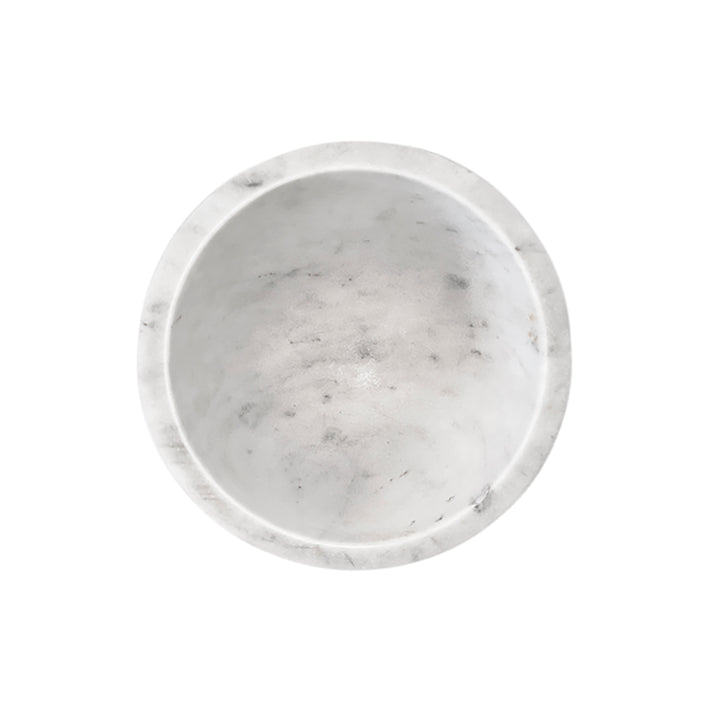 Large White Marble Bowl With Brass Base - REVE LG