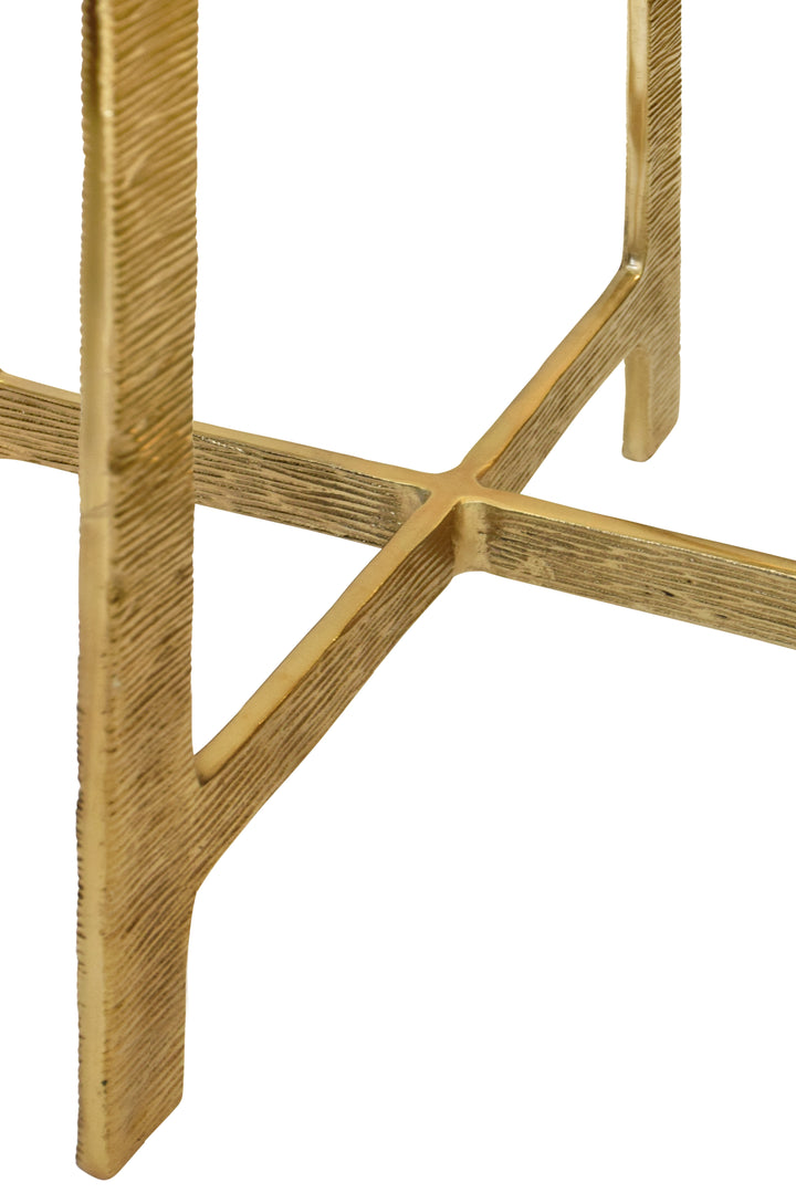 Round Side Table With Hammered Brass Base And Thick Poured Glass Top - RICKY
