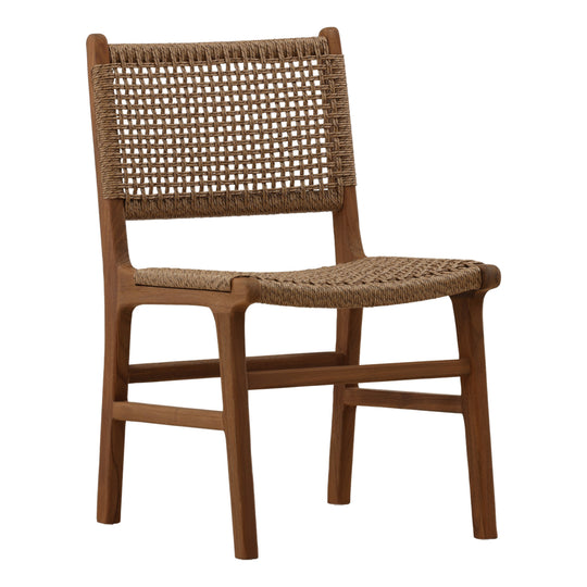 Dalis Outdoor Armless Dining Chair Light Brown — Front Three-Quarter