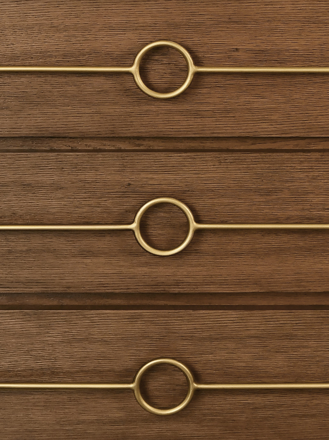 Three Drawer Chest With Antique Brass Connected Circle Hardware In Provincial Brown Oak - RODERICK PBO