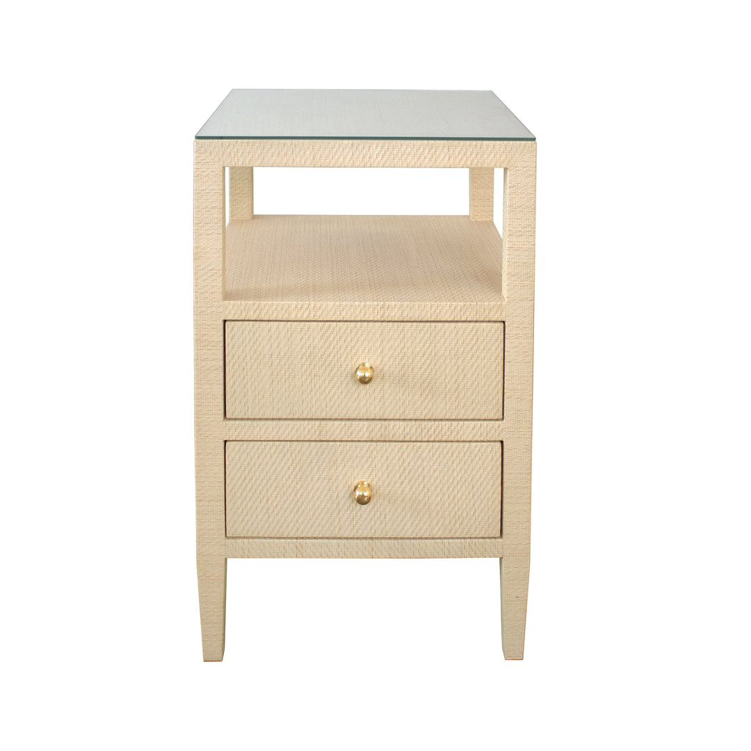 Two Drawer Side Table In Natural Grasscloth - ROSCOE NAT