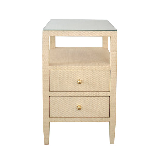 Two Drawer Side Table In Natural Grasscloth - ROSCOE NAT