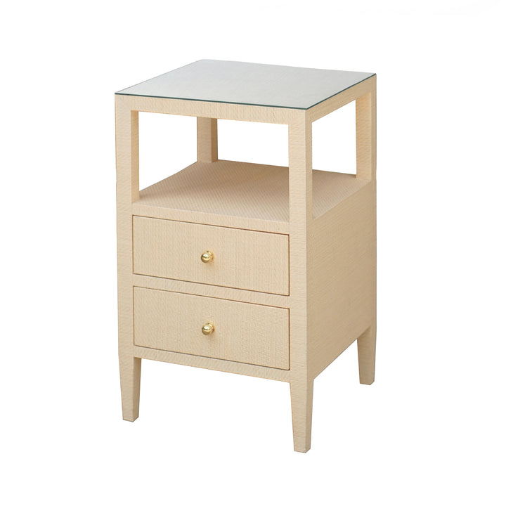 Two Drawer Side Table In Natural Grasscloth - ROSCOE NAT