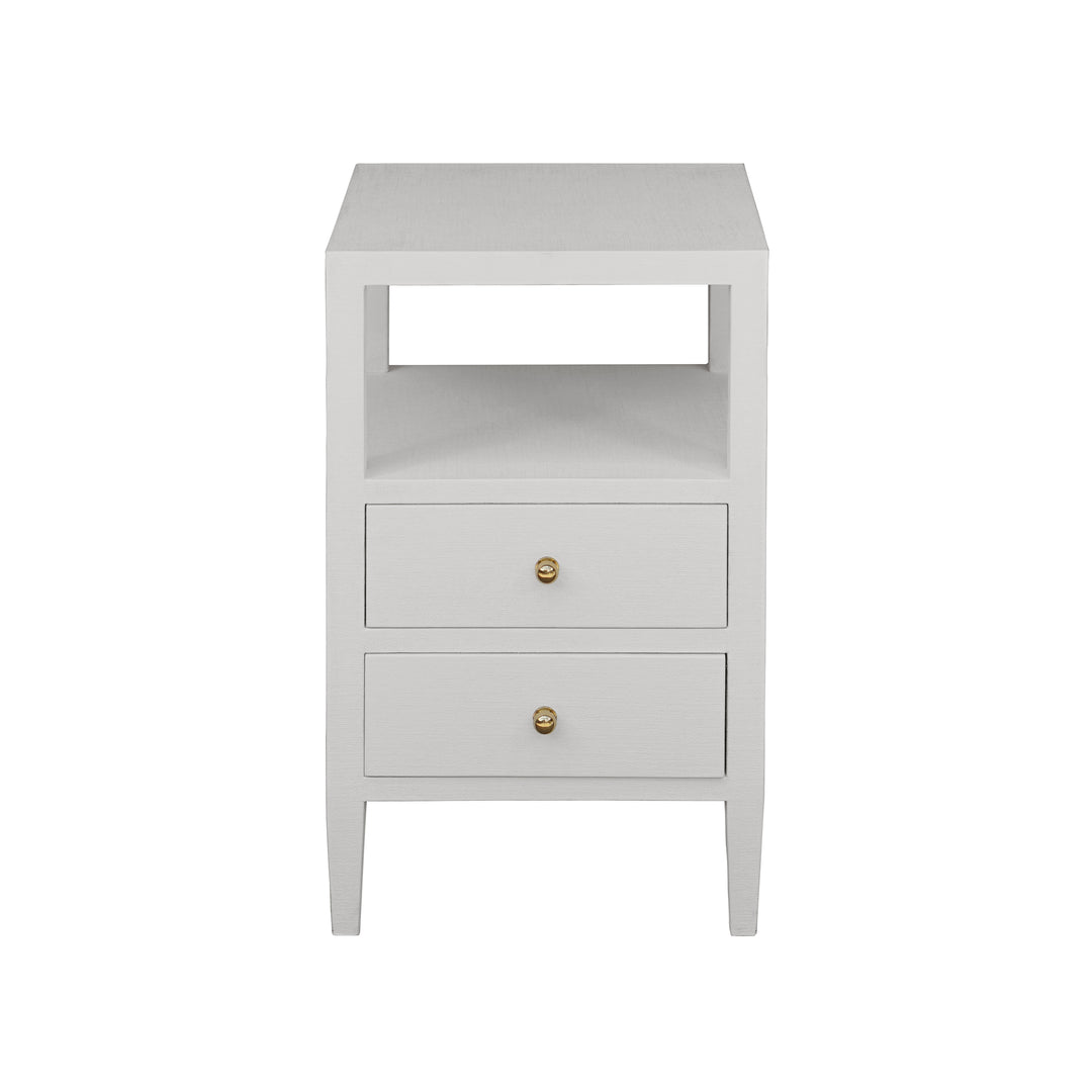 Two Drawer Side Table In Coated White Linen - ROSCOE WH