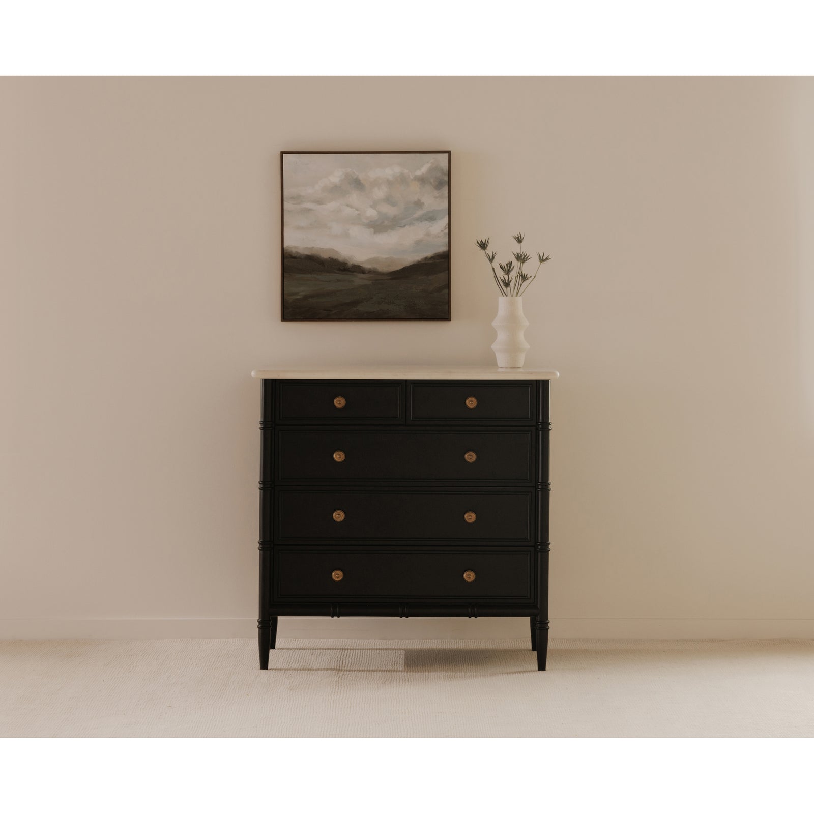 Moe's Home Collection - Eleanor 5 Drawer Chest Black - RP-1060-02 | American Home Furniture