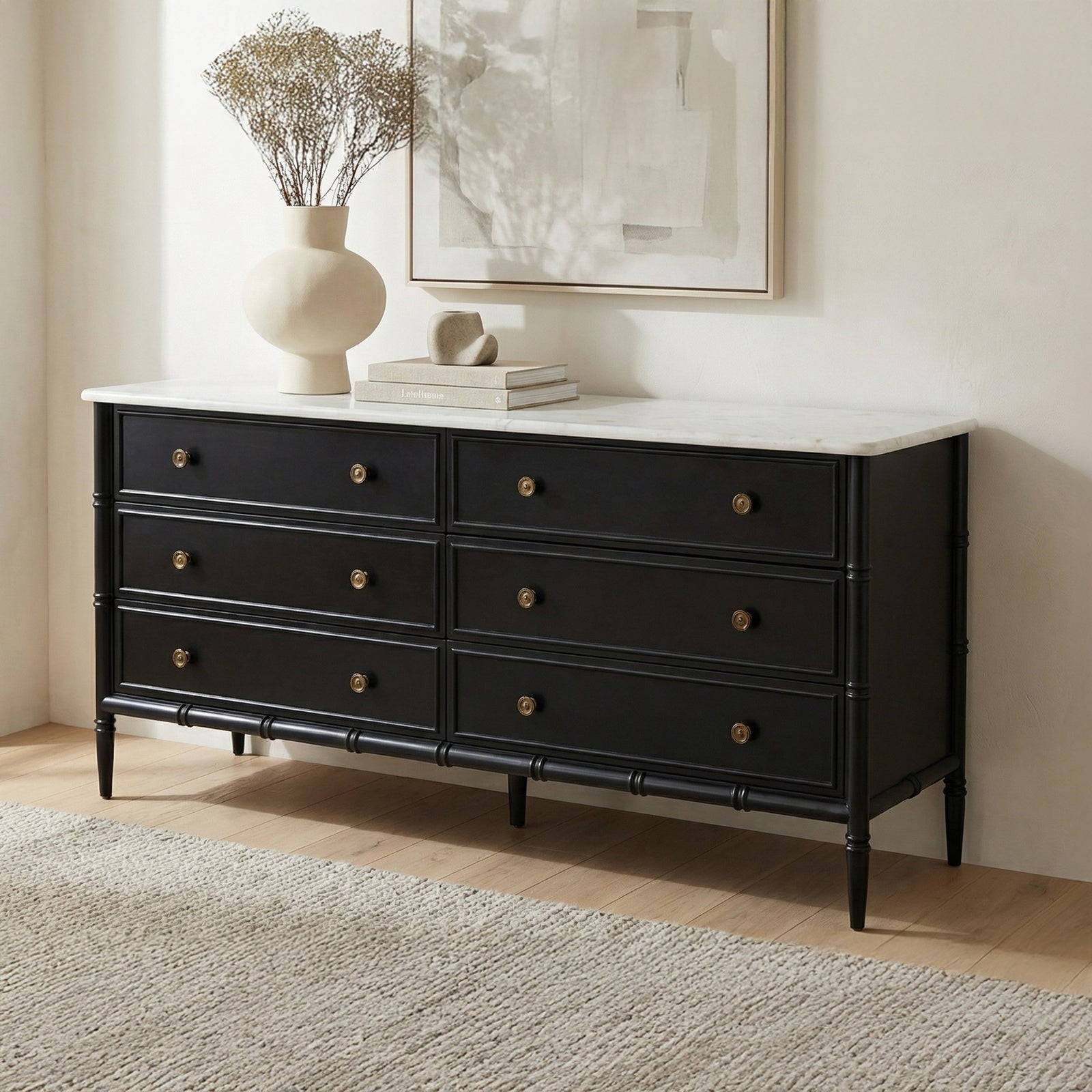 Moe's Home Collection - Eleanor 6 Drawer Dresser Black - RP-1061-02 | American Home Furniture
