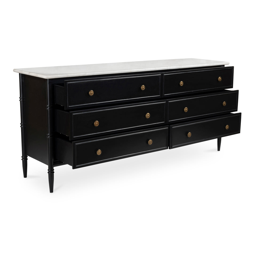 Moe's Home Collection - Eleanor 6 Drawer Dresser Black - RP-1061-02 | American Home Furniture