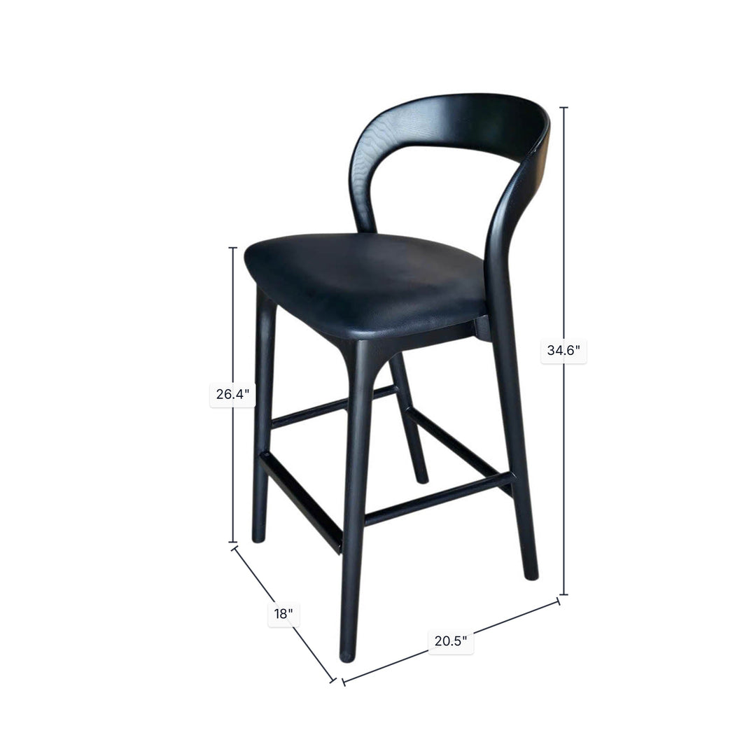 Rotondo Counter Stool - Black w/ PU Seat