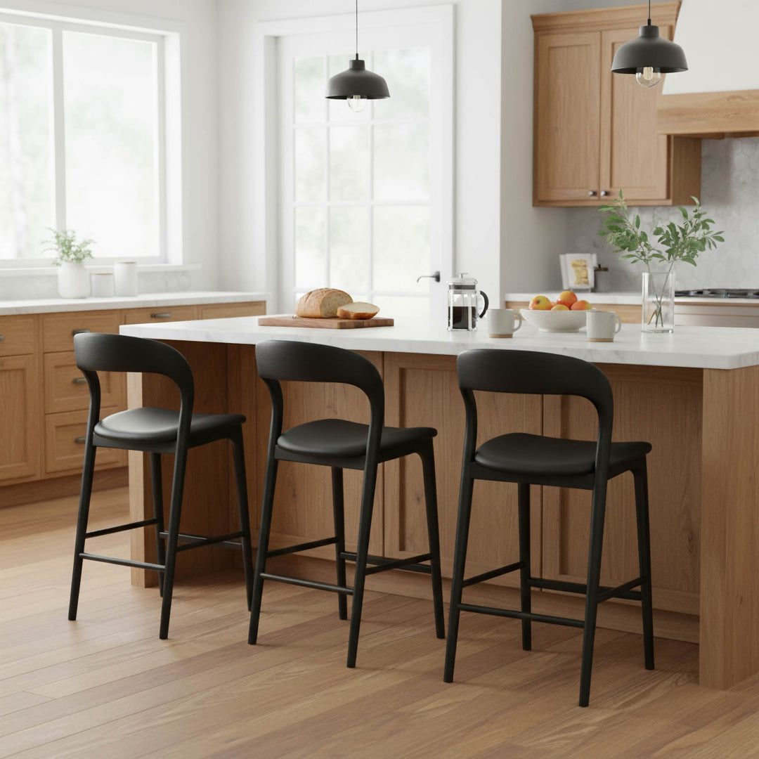 Rotondo Counter Stool - Black w/ PU Seat