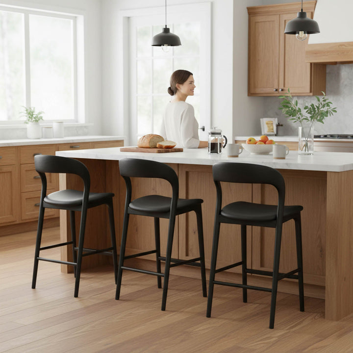 Rotondo Counter Stool - Black w/ PU Seat