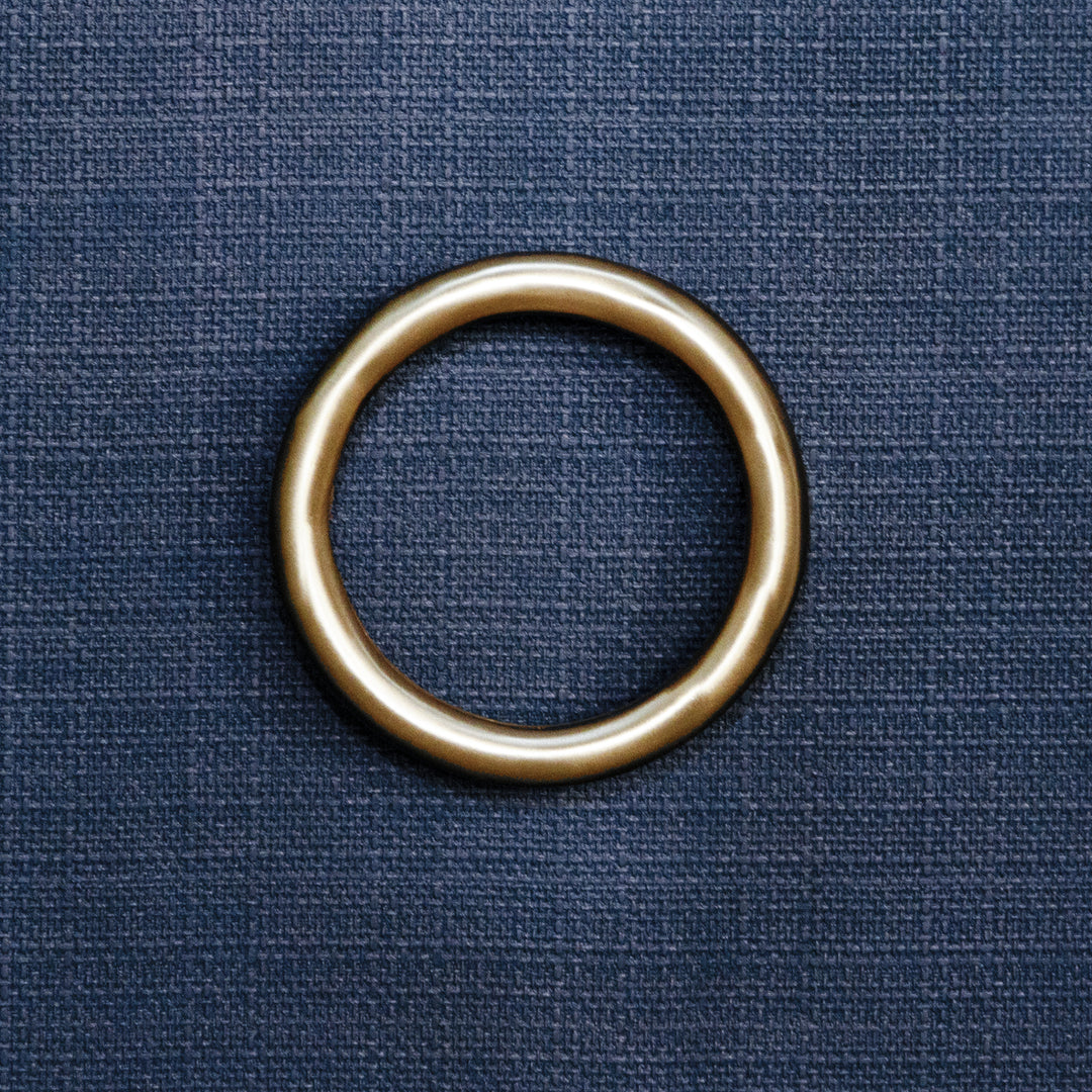 Four Door Buffet With Antique Brass Circle Hardware In Textured Navy Linen - RUE NVY