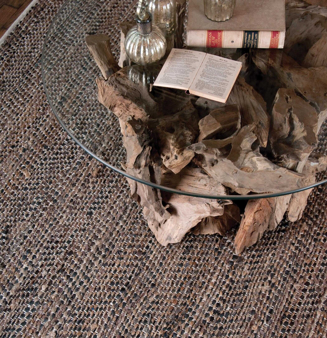American Home Furniture Uttermost Tobais 8 X 10 Rescued Leather & Hemp Rug