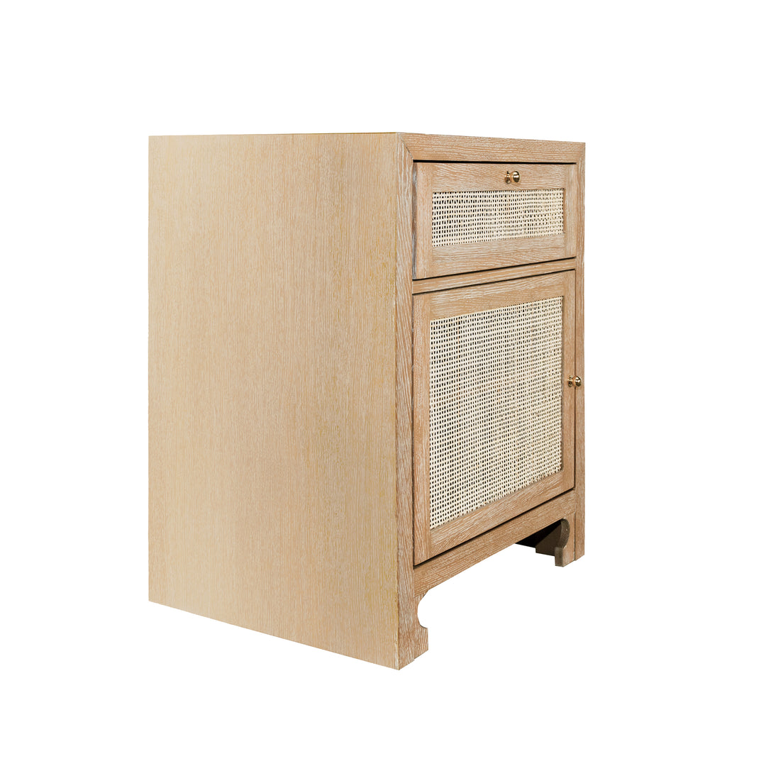 One Door Cabinet With Cane Door Front In Cerused Oak
 - RUTH CO