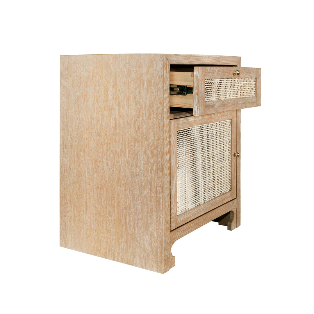 One Door Cabinet With Cane Door Front In Cerused Oak
 - RUTH CO