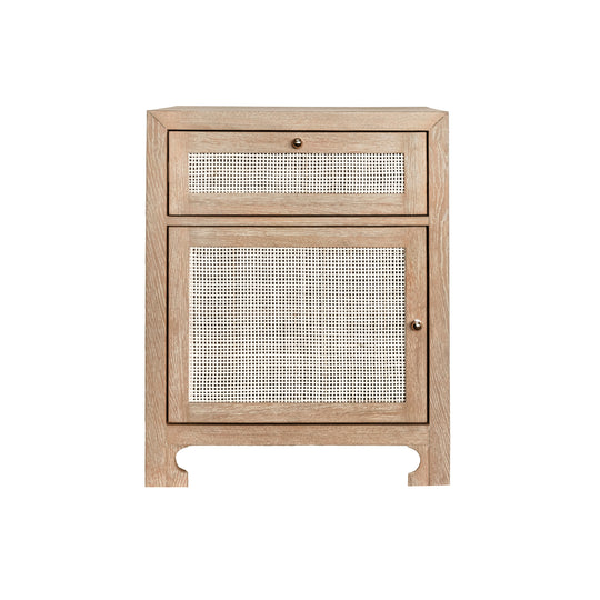 One Door Cabinet With Cane Door Front In Cerused Oak
 - RUTH CO