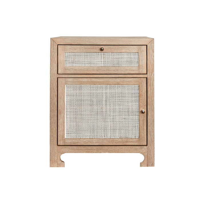 One Door Cabinet With Cane Door Front In Cerused Oak
 - RUTH CO
