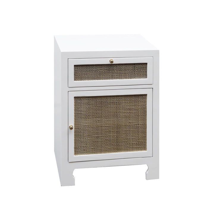 Cabinet W Cane Door Front In White Lacquer  - RUTH WH