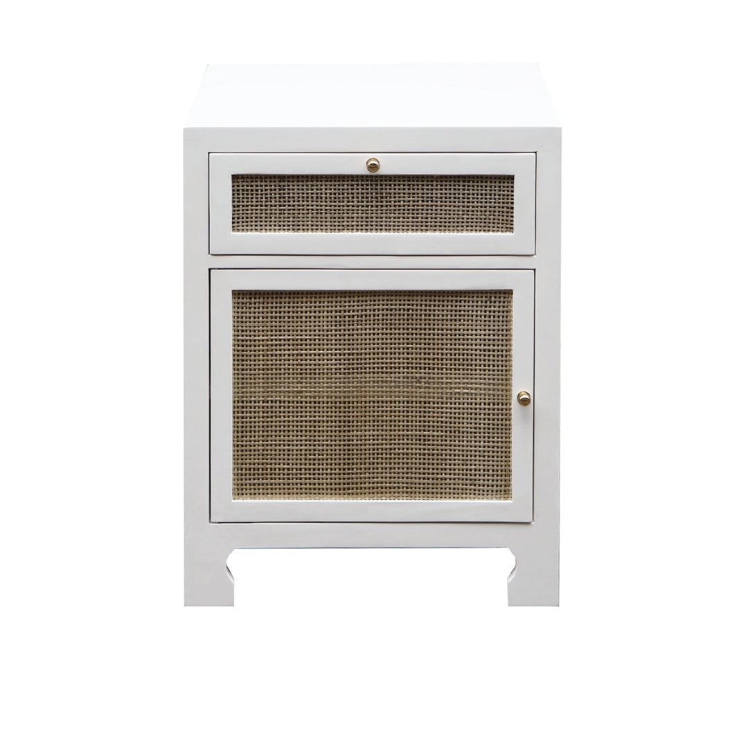 Cabinet W Cane Door Front In White Lacquer  - RUTH WH