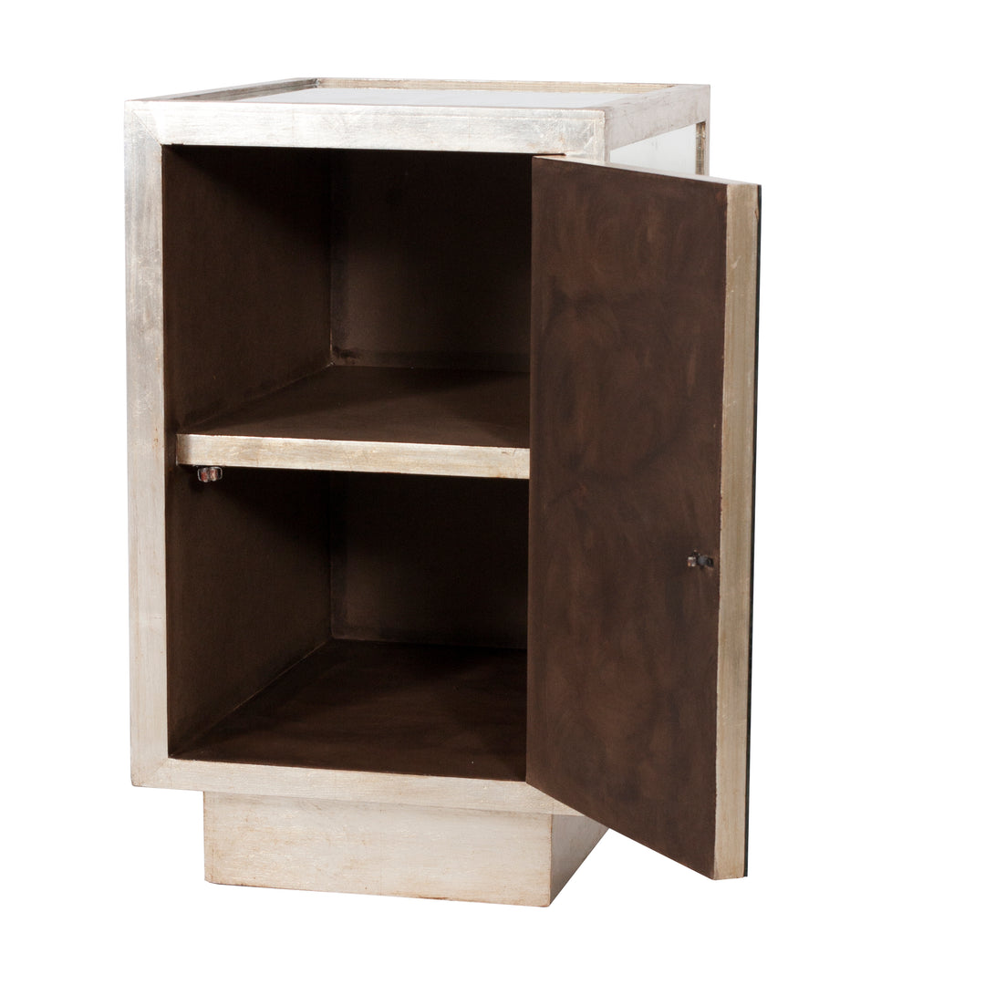 Ant Mir & Champagne Slvr Lf One Dr Cabinet - SAVANNAH S