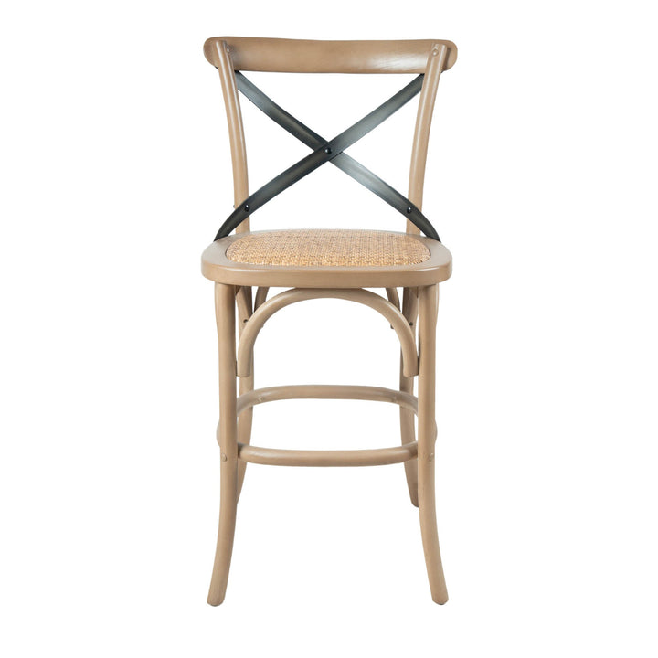 Cross Back Fixed Counter Stool - Sundried