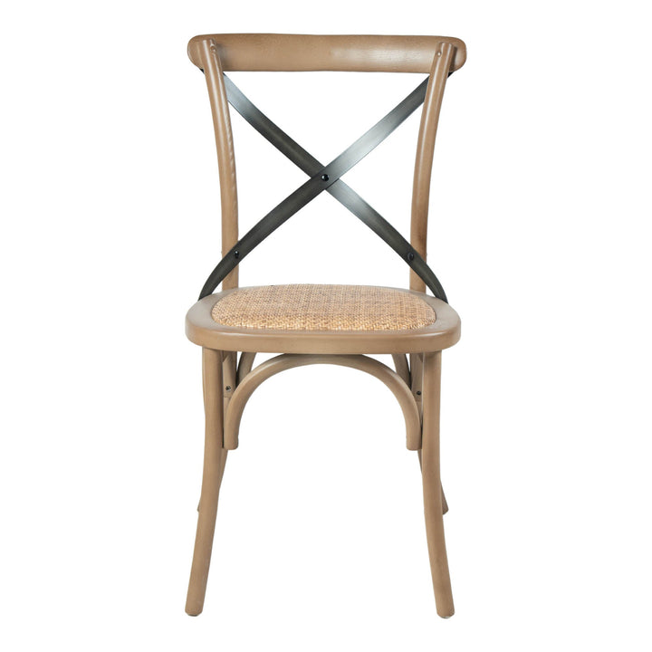 Cross Back Chair w/ Rattan Seat - Sundried