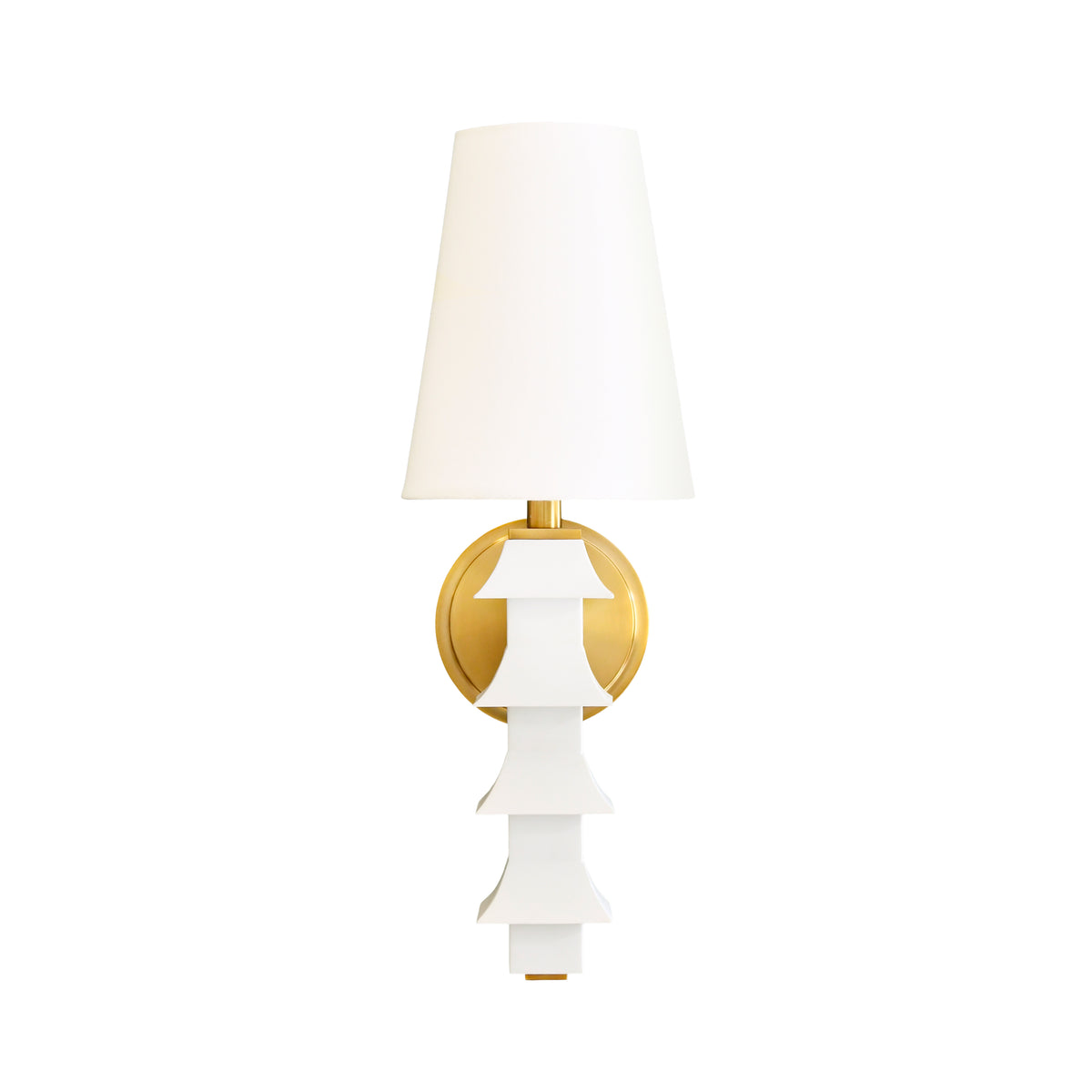 Handpainted Tole Pagoda Sconce In White - SEDONA WH