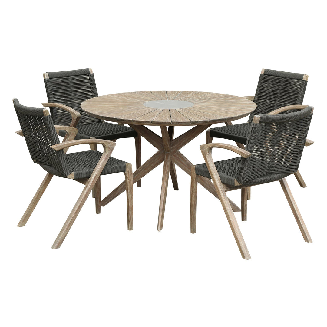 American Home Furniture Armen Living Oasis and Island Outdoor 5 Piece Dining Set