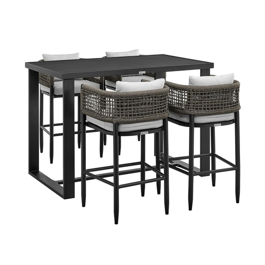American Home Furniture Armen Living Alegria Outdoor Patio 5-Piece Bar Table Set
