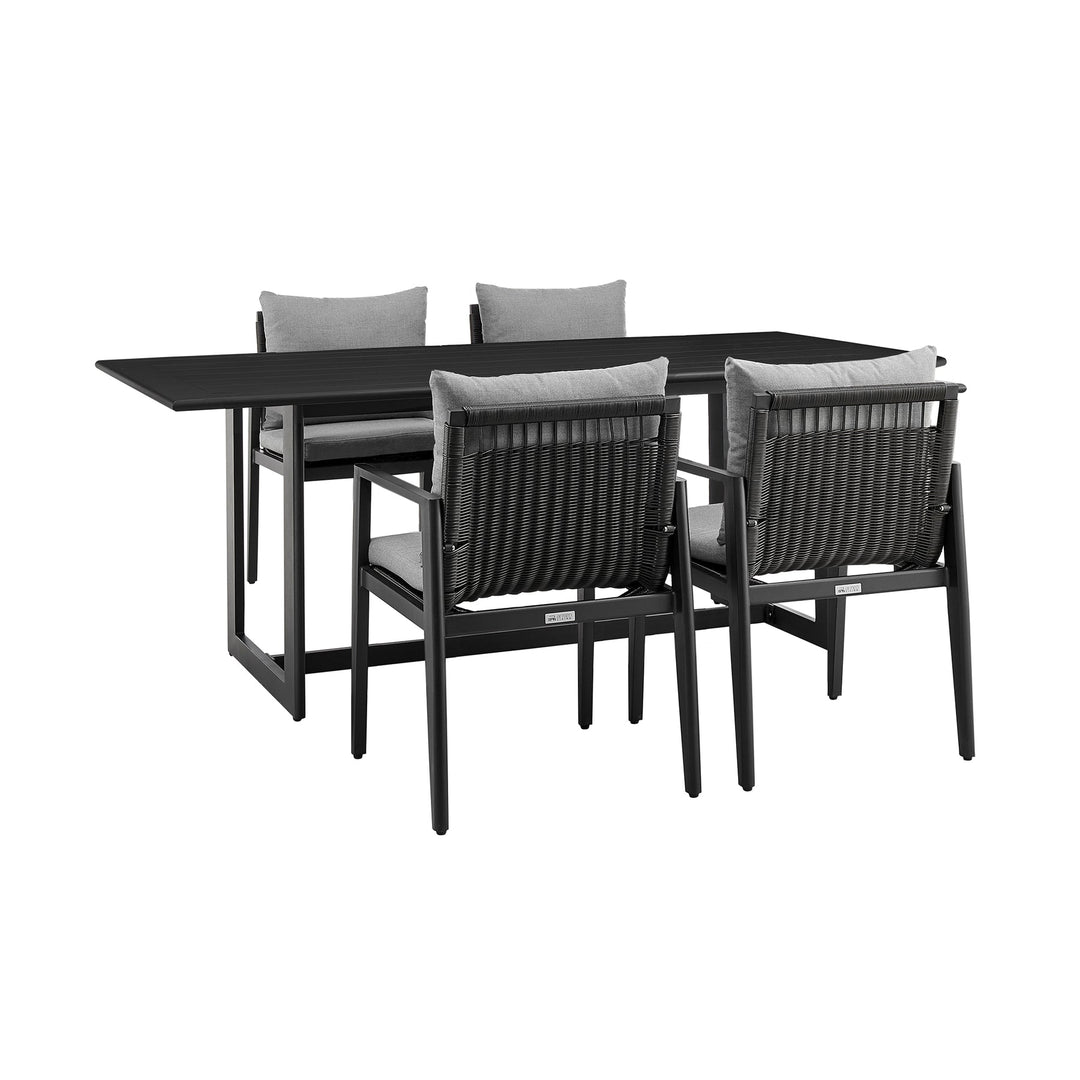 American Home Furniture Armen Living Cayman Outdoor Patio 5-Piece Round Dining Table Set