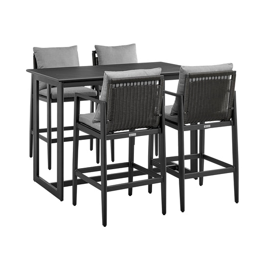American Home Furniture Armen Living Cayman Outdoor Patio 5-Piece Dining Table Set