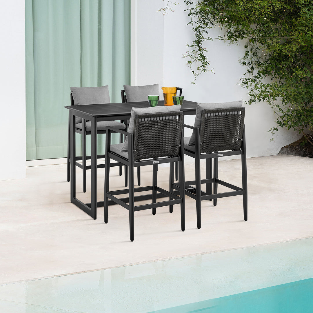 American Home Furniture Armen Living Cayman Outdoor Patio 5-Piece Bar Table Set