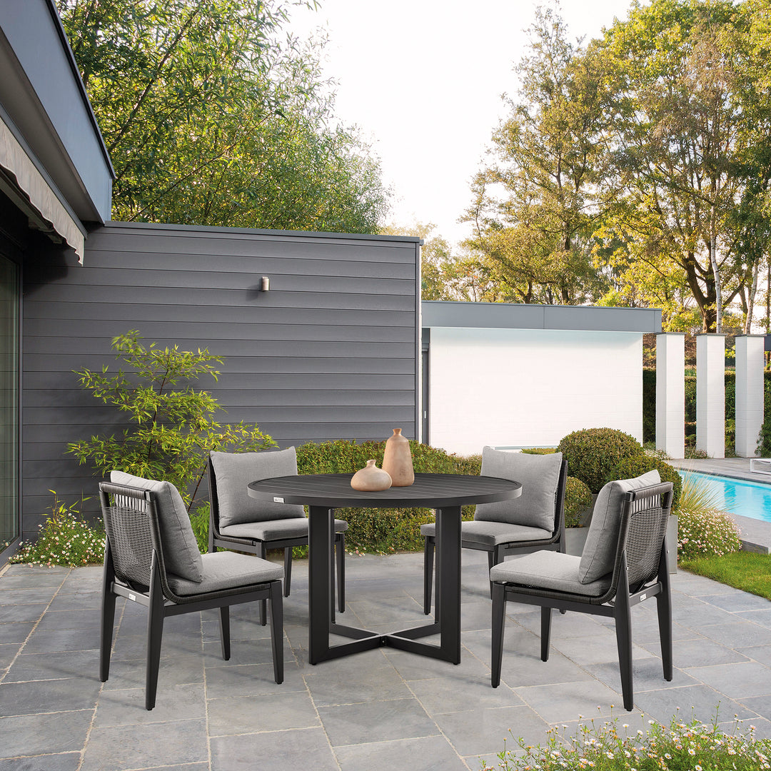 American Home Furniture Armen Living Cayman Outdoor Patio 5-Piece Round Dining Table Set