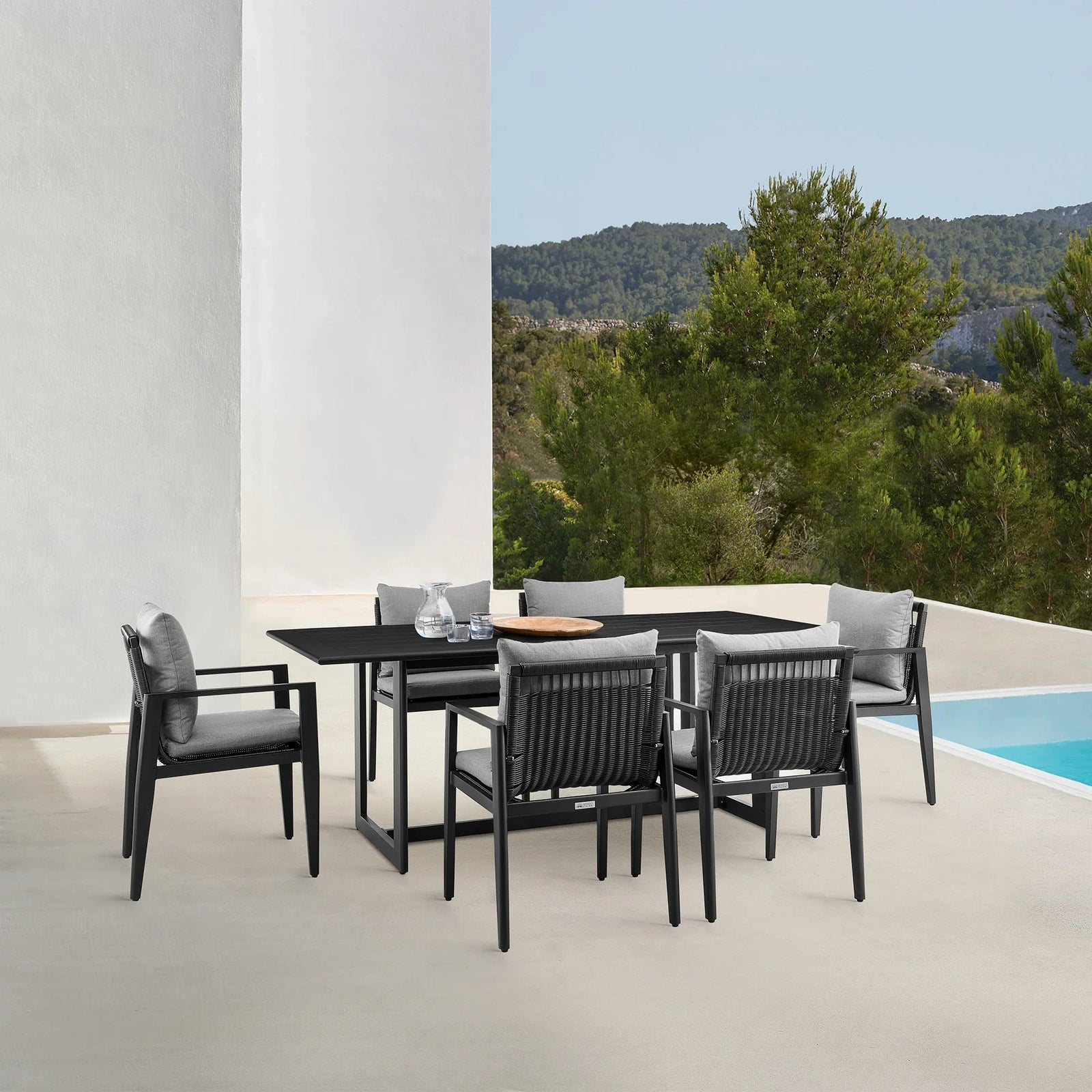 American Home Furniture Armen Living Cayman Outdoor Patio 7-Piece Dining Table Set