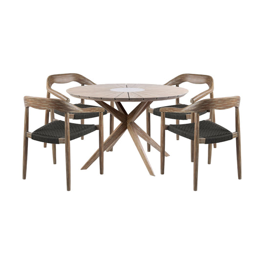 American Home Furniture Armen Living Oasis Tutti Frutti Outdoor Patio 5 Piece Round Dining Set