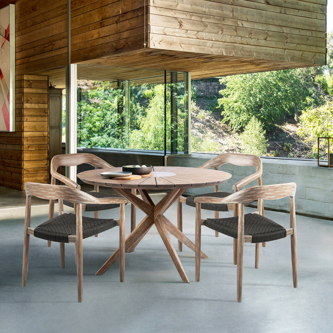 American Home Furniture Armen Living Oasis Santo Outdoor Patio 5 Piece Round Dining Set