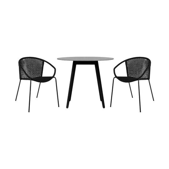 American Home Furniture Armen Living Kylie and Snack 3 Piece Outdoor Patio 36" Dining Set