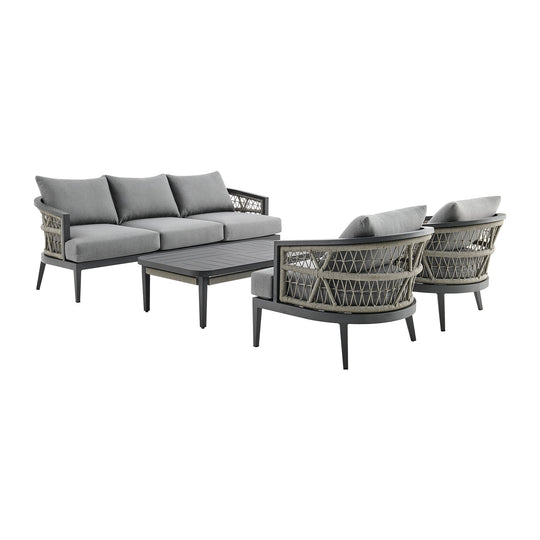 American Home Furniture Armen Living Zella Outdoor Patio 5 Piece Dining Set