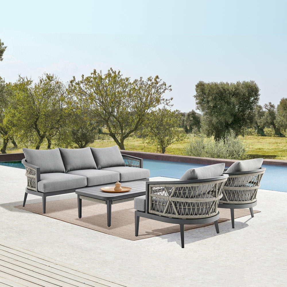 American Home Furniture Armen Living Zella Outdoor Patio 4 Piece Conversation Set
