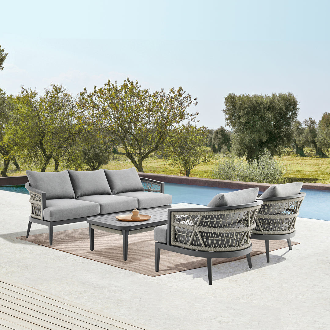 American Home Furniture Armen Living Zella Outdoor Patio 4 Piece Conversation Set