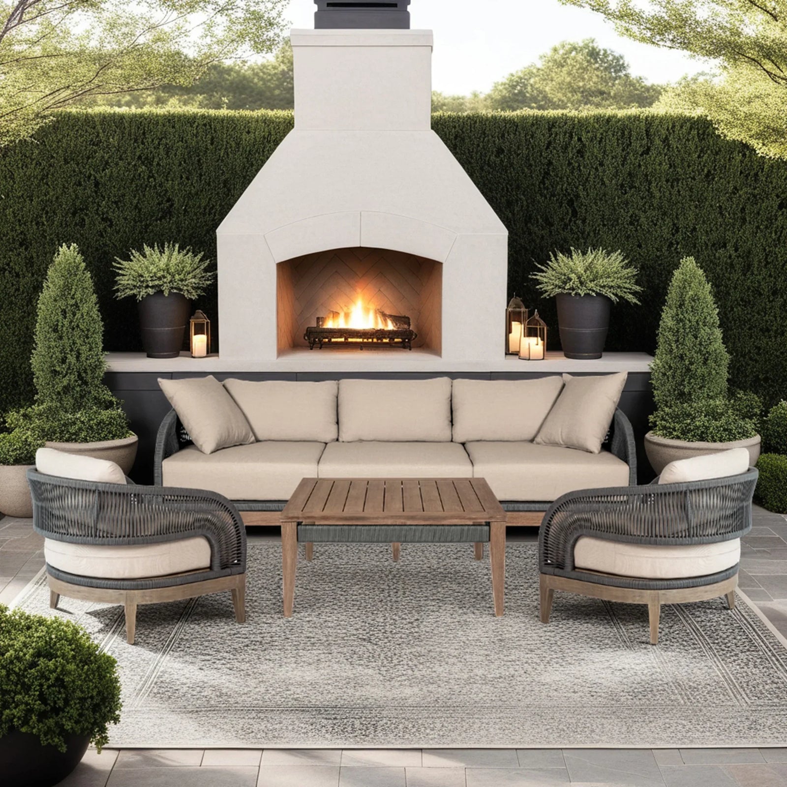 American Home Furniture Armen Living Orbit Outdoor Patio 4 Piece Conversation Set
