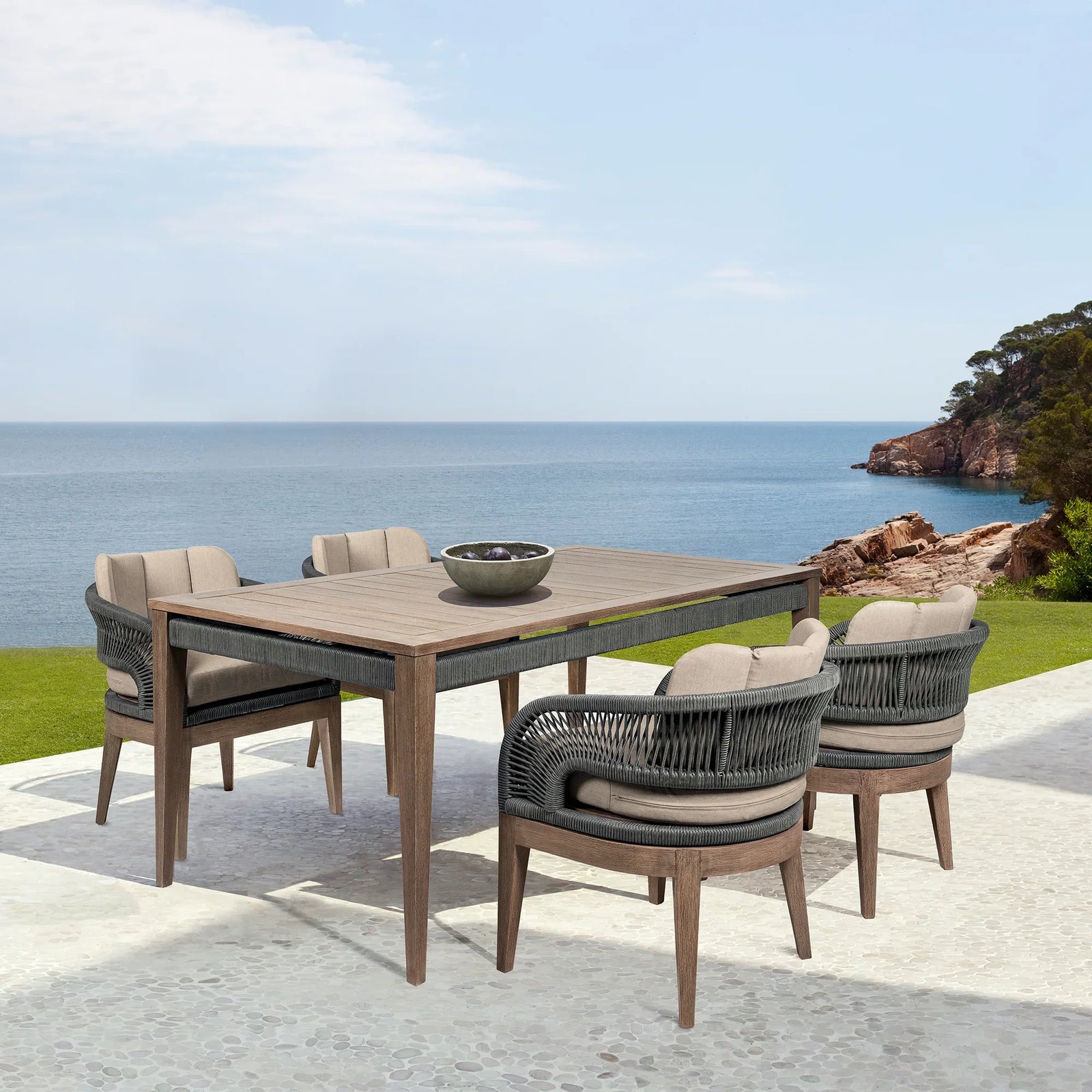 American Home Furniture Armen Living Orbit Outdoor Patio 5 Piece Dining Set