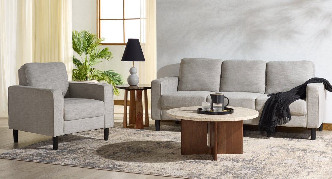 77"W x 31"D x 34"H / Light Grey