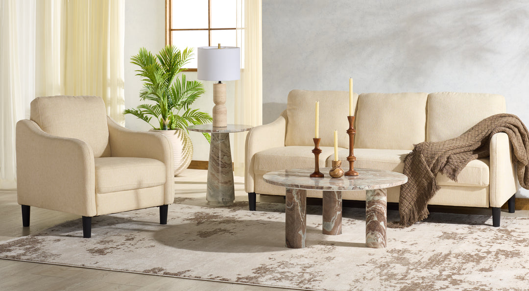 77.3"W x 32.1"D x 33.9"H / Creme