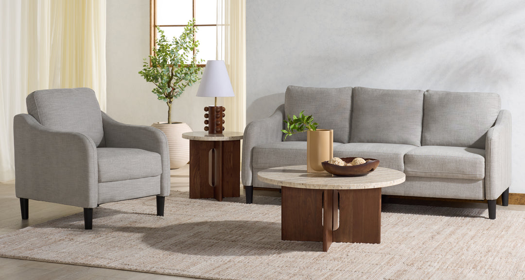 77.3"W x 32.1"D x 33.9"H / Light Grey