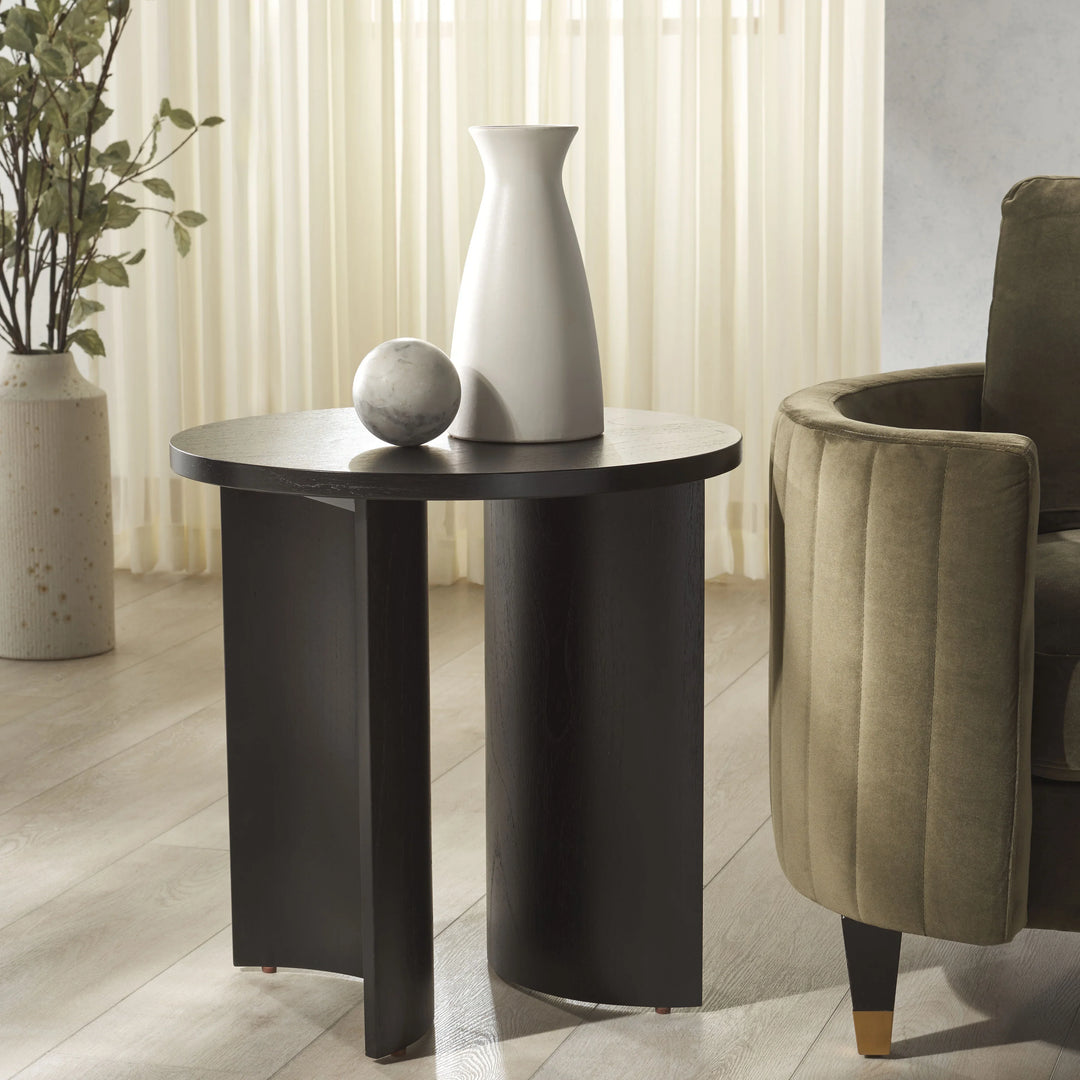 Audriella Round Wood Accent Table - AmericanHomeFurniture