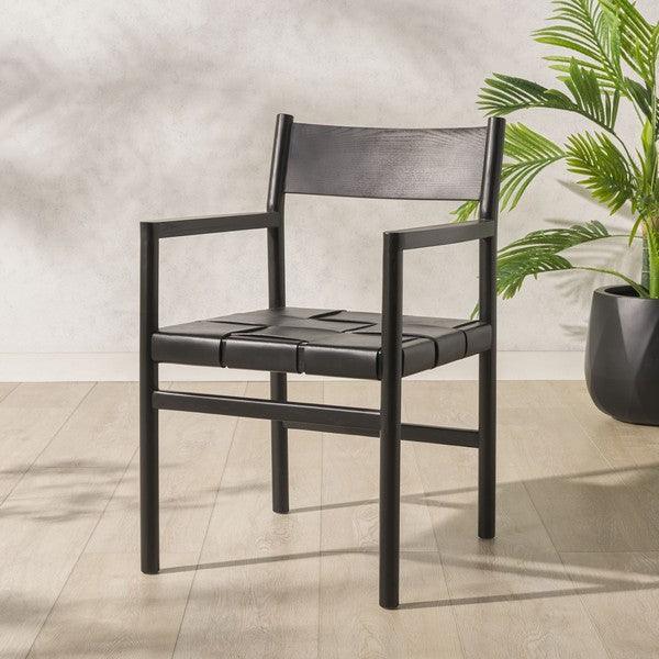 Safavieh Couture Devnie Woven Leather Dining Chair ACCENT + LOUNGE CHAIRS