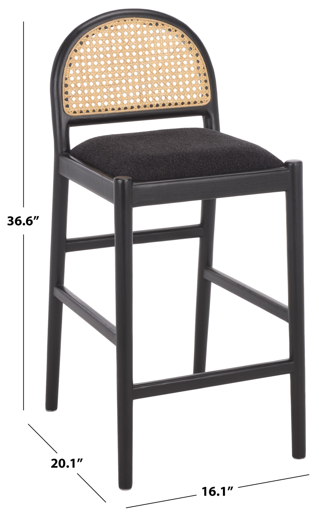 16.1"W x 20.1"D x 36.6"H / Black / Black
