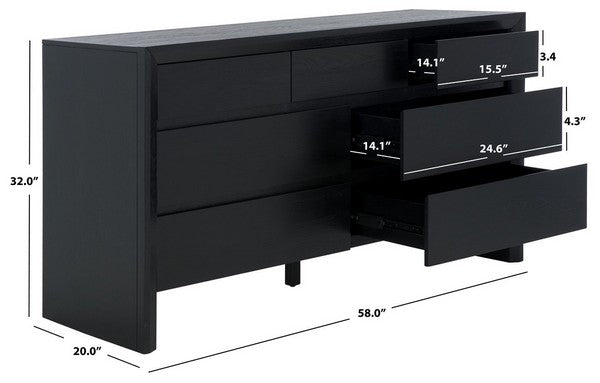 DARNELL WOOD 7 DRAWER DRESSER