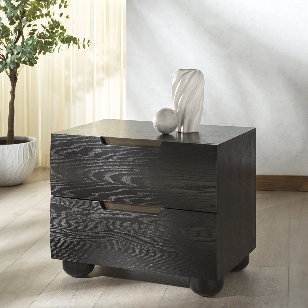 Beethoven Wood 2 Drawer Nightstand - AmericanHomeFurniture